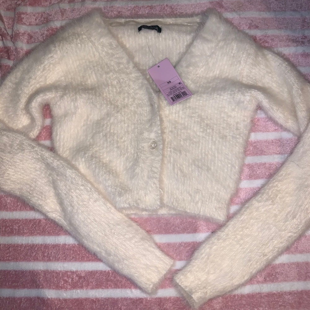 Target fuzzy cropped sweater with buttons new